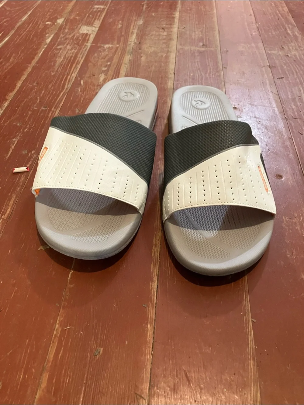 And1 White and Gray Slide with Orange Logo flip-flop